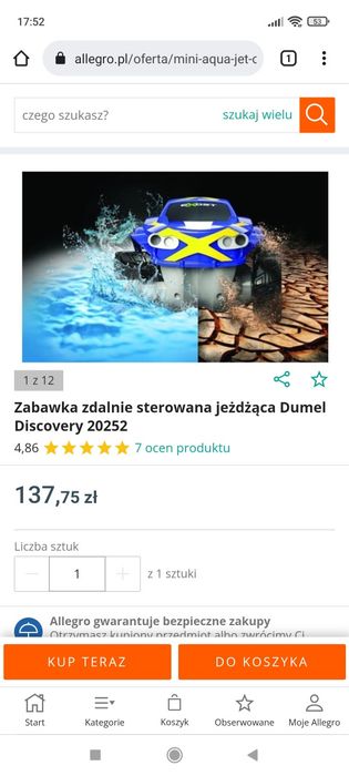 Samochód Mini Aqua Jet