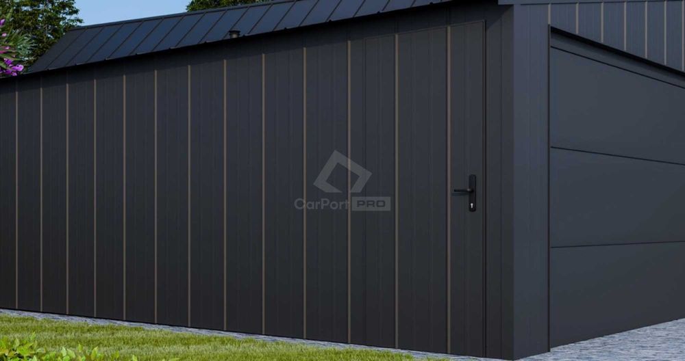 Garaż blaszany 6x5m brama segmentowa drzwi blacha na rąbek dach CP141