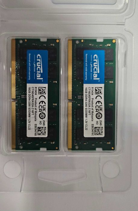 Kit 32GB 2 Memórias RAM Crucial (2x16GB) DDR4 3200MHz (Nova)