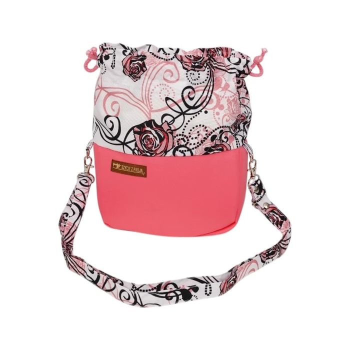 Torebka Różowa w kwiaty - Mała sakiewka damska eko skóra i poliester