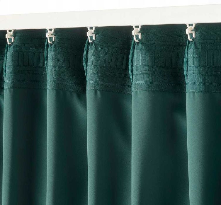 NOWE IKEA MAJGULL 145x300 Ciemno Zielone Zasłony Komplet Para 2 Szt