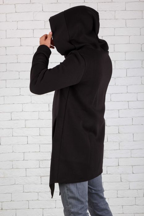 Теплая черная мантия на змейке кардиган с начесом