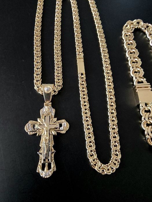 Nowy złoty Łańcuszek i Bransoleta Garibaldi PR.585 14K