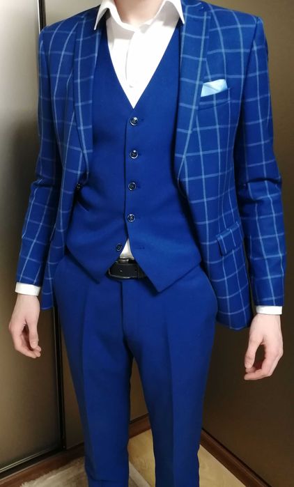 Костюм мужской, стильная тройка Giordano Conti, пиджак в клетку, 50 р.