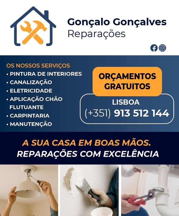 Reparações de moradias - Pintura, eletricidade, pichelaria, chão