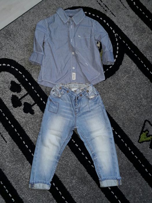 Komplet H&M koszula spodnie jeansy r. 92