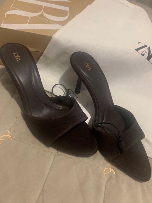 Мюлі, замш, натуральний, zara