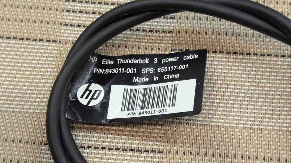 Кабель HP Thunderbolt 3: (AC+USB Type-C to USB Type-C) P/N: 843011-001
