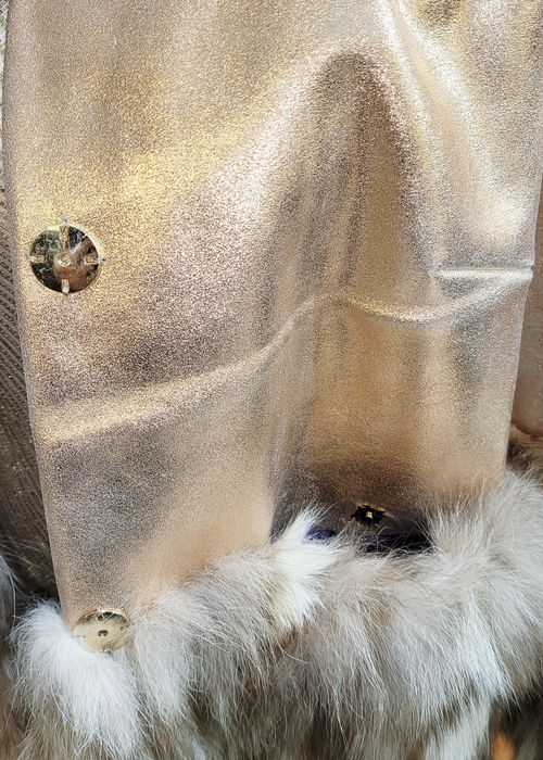 Casaco couro dourado autêntico e Raposa