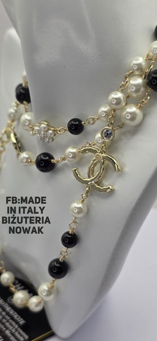 Naszyjnik korale sztuczne perły chanel 102cm