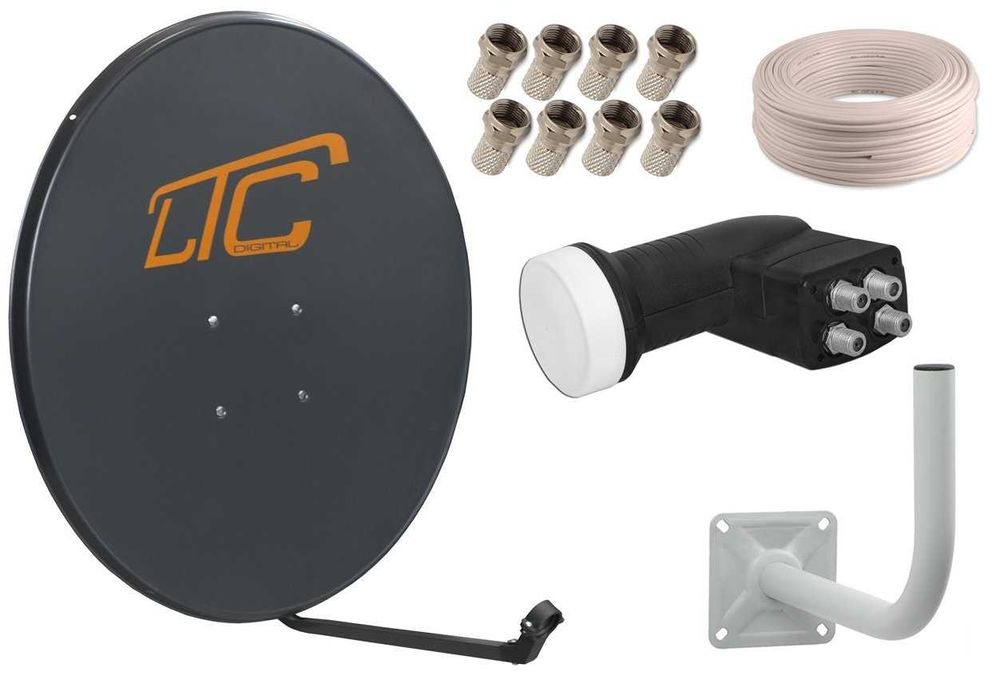 Zestaw 4xTV ANTENA 90CM QUAD Uchwyt 50M KABLA 8xF