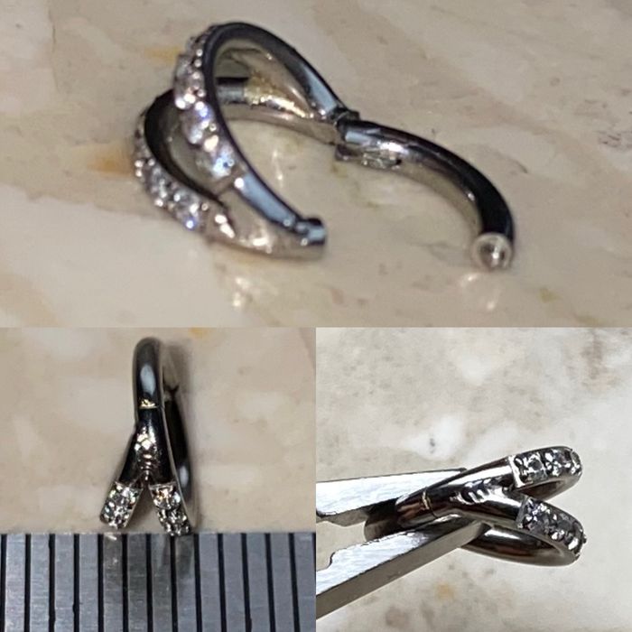 Unisex kolczyk 6 mm piercing 16 G podwójne kółko segment Tytan
