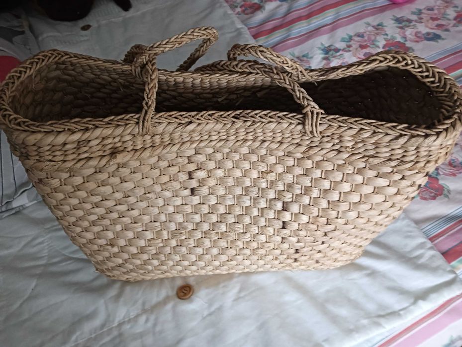Cesta em Palhinha com asas tamanho grande extra-forte