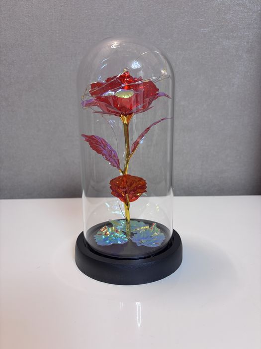 Троянда в колбі подарунок до Дня Закоханих червона з лед підсвіткою