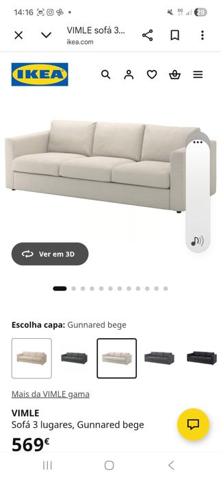 Sofa 3 lugar Ikea