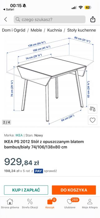 Ikea stół bambus + krzesła