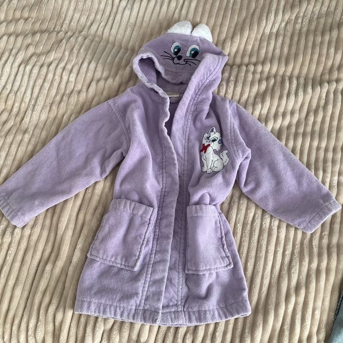 Детский махровый халат с ушками котик Nusa 3-4 кошечка Мари сиреневый