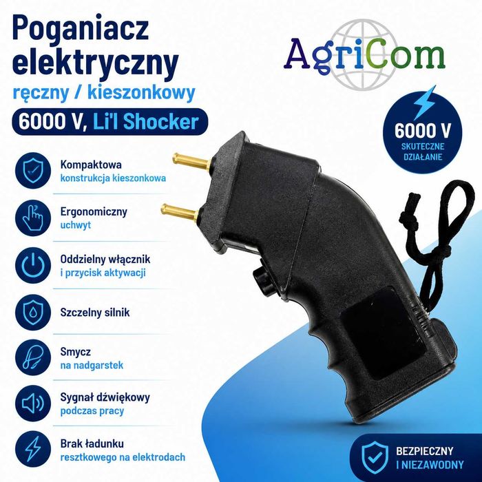 Poganiacz elektryczny ręczny Bateryjny, kieszonkowy moc 6000 V