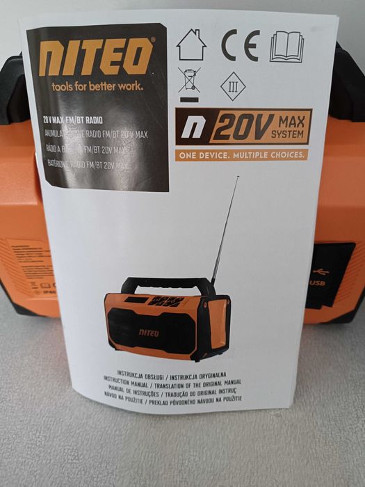 Radio warsztatowe akumulatorowe Niteo 20 V MAX
