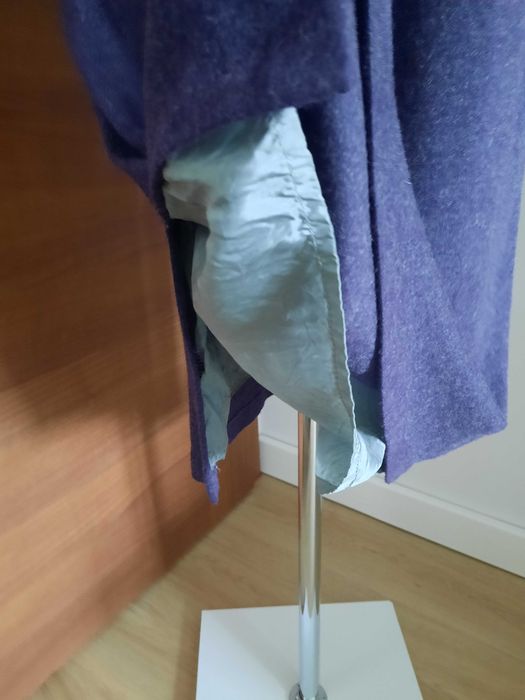 Fioletowa sukienka z dzianiny z golfem, rozmiar 40