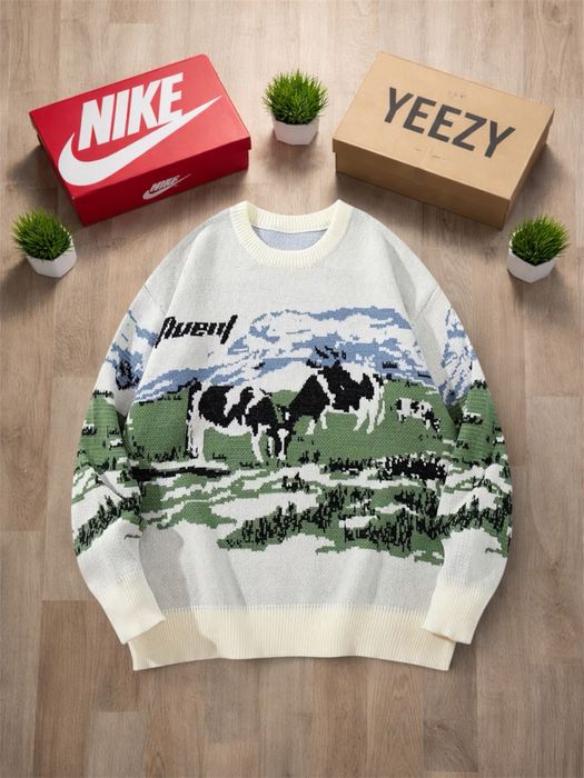 sweter streetwear z motywem krowy swag