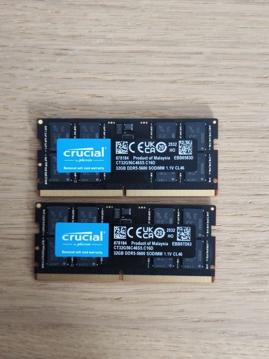64GB DDR5 5600MHz (SO-DIMM 2x32GB Crucial)