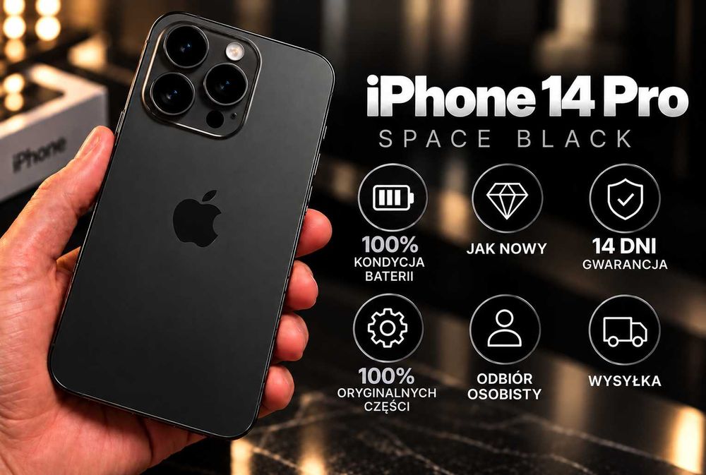 JAK NOWY | iPhone 14 Pro 128 - kondycja baterii: 100% | real foto | + gwarancja | odbiór osobisty | wysyłka