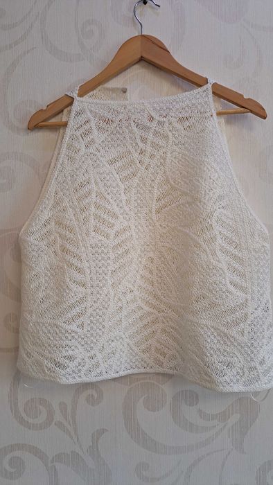 Топ из кружева кроше, белый Massimo Dutti, p. M