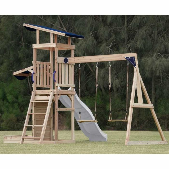 Drewniany Duży Plac Zabaw Huśtawki Zjeżdżalnia Wież