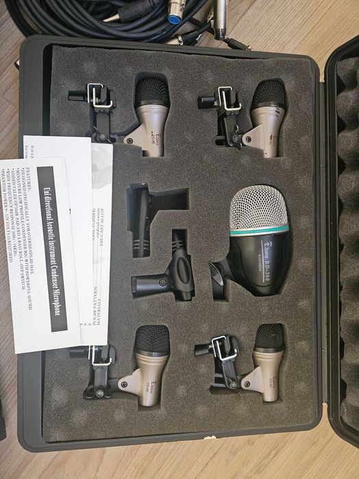 Kit Microfones Thomann para gravar Bateria + Suportes + Cabos
