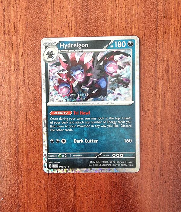 4 Cartas Pokémon Foil - Hydreigon, Miraidon, Roaring Moon e Pikachu