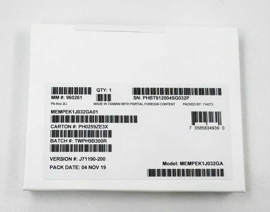 32GB SSD Intel Optane Memory M10. Новий