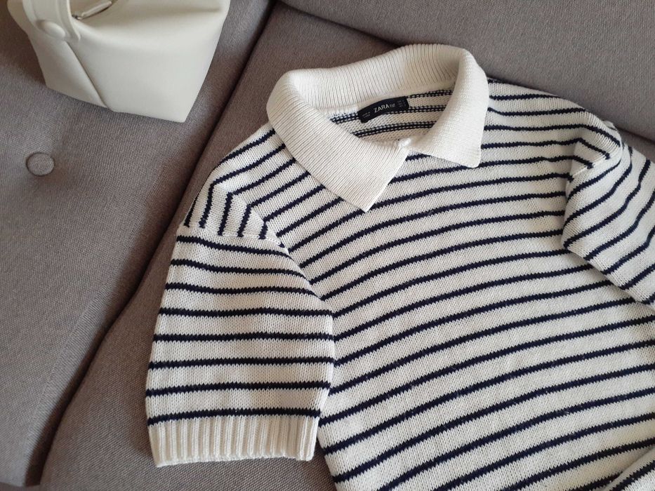 Поло  вязаное в полоску zara  miu