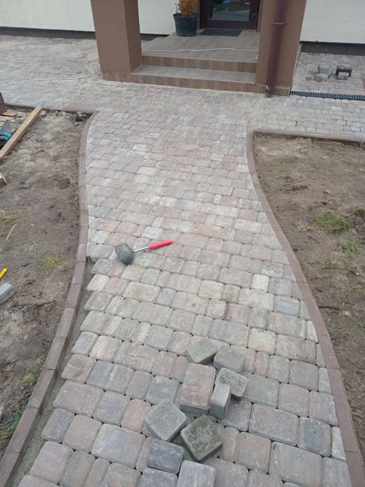 Укладання тротуарної плитки (фем). Укладка тротуарной плитки брусчатки