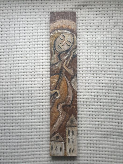 Anioł Spokoju obraz malowany ręcznie na drewnie desce rękodzieło