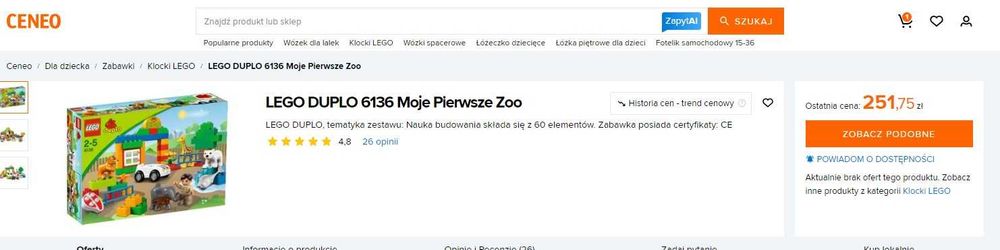 Lego duplo Moje pierwsze zoo 6136 kompletny zestaw z instrukcją