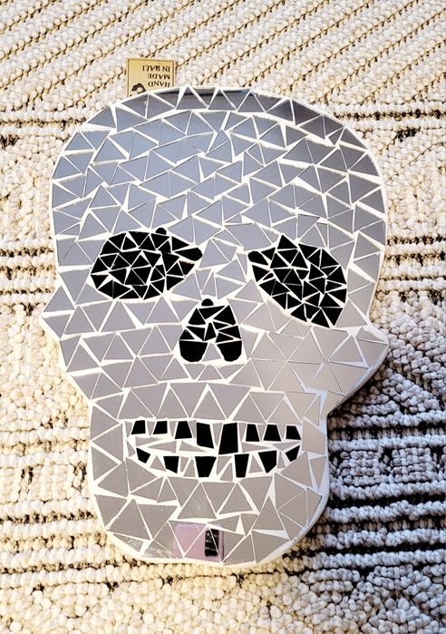 Lustro z mozaiki w kształcie czaszki skull Hand made in Bali