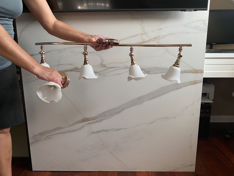 Zestaw komplet długi żyrandol kinkiet nad lustro + pojedynczy kinkiet