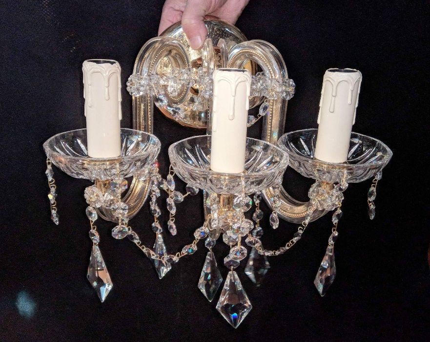 Aplique 3 Lâmpadas Cristal Metal Dourado