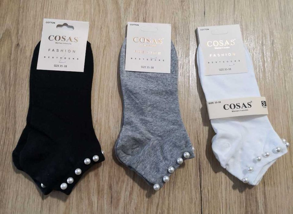 3 pary Skarpetki damskie z perełkami COSAS 35-38