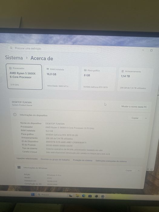 Pc gaming ryzen 5 5600x/Rtx3070evga/16gbram