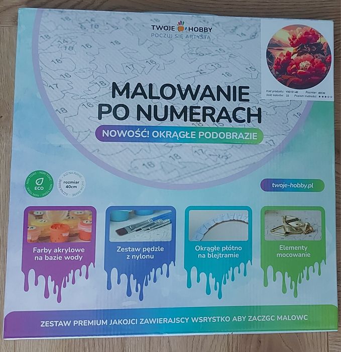 Malowanie po numerach, NOWE, koło, fi 40cm, tanio