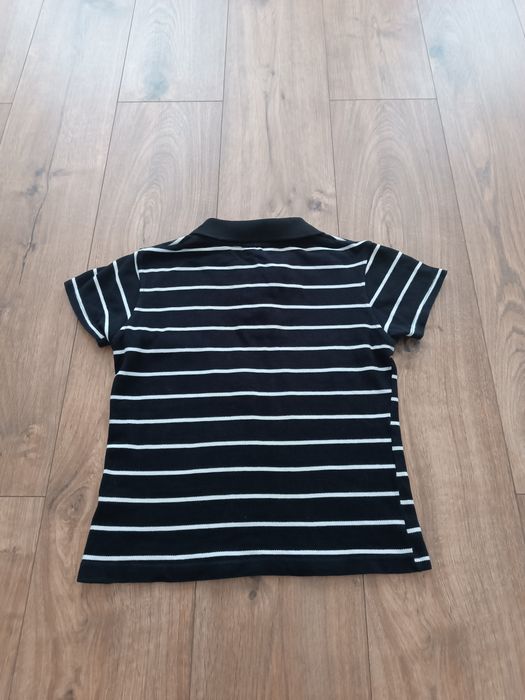 Koszulka polo w paski czarno-biała Chemise Lacoste Vintage XS