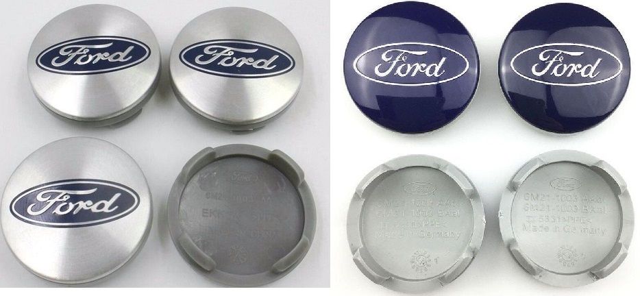 Kit 4 Centros Jante 54  Ford Azul Cinza e Preto Novos