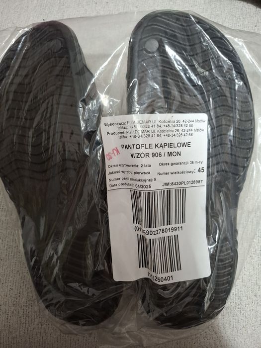 Wojskowe klapki kąpielowe kapcie nowe 906/MON roz. 45.