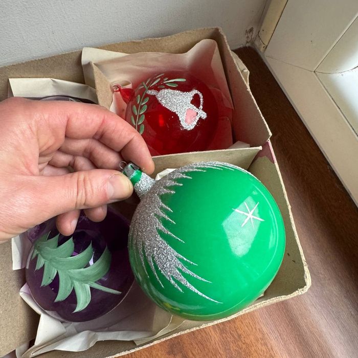 Bombki choinkowe PRL Ręcznie malowane
