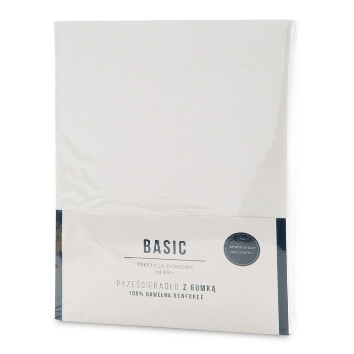 Prześcieradło z gumką 160x200 Basic białe jednobarwne na wysoki materac 30 cm