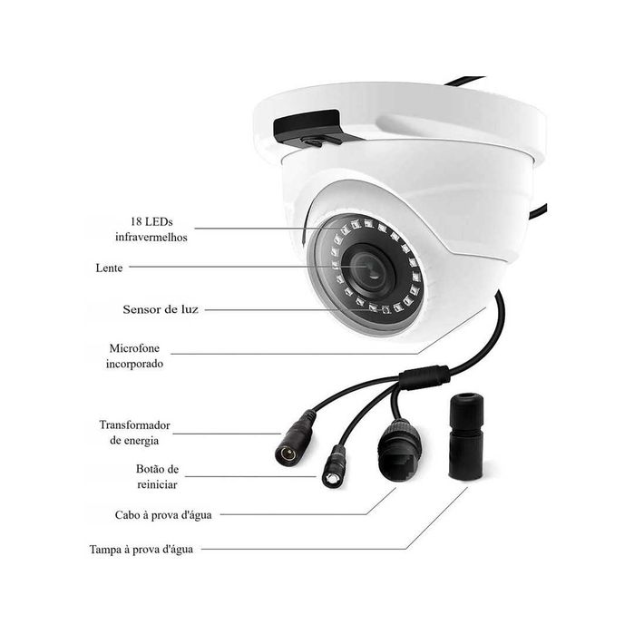 Câmara Vigilância Dome 5MP PoE Exterior Visão Noturna 30M - NOVA