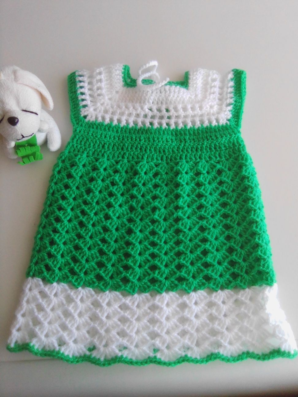 Vestido de crochê para bebê de 0 a 3 meses 2025