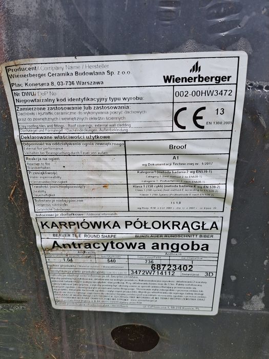 Dachówka karpiówka nowa Wienergerger antracyt angoba